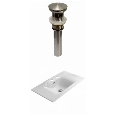 American Imaginations 23.8" W 3H8" Ceramic Top Set In White Color, Overflow Drain Incl. AI-30505